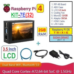 KIT-7E(32)  Raspberry Pi 4 (2GB RAM) KIT LCD 3.5 Inch MicroSD 32GB - Complete SET SIAP PAKAI